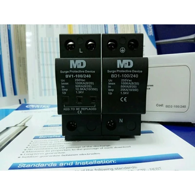 Thiết bị cắt sét 1 pha dòng sét 100ka/pha Aiditec BD2-100/240