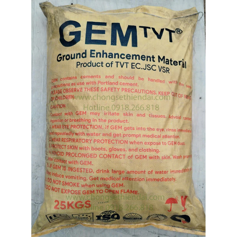 Hóa chất giảm điện trở đất GEM TVT 25kg/bao (Việt Nam)