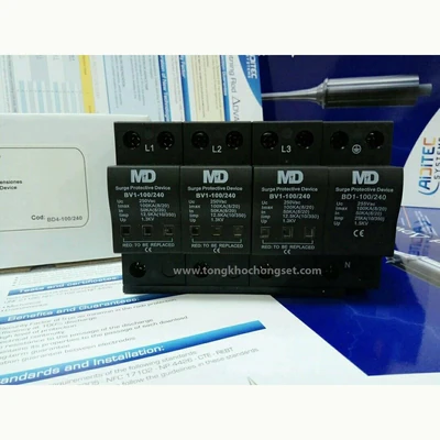 Thiết bị cắt sét 3 pha dòng sét 100ka/pha Aiditec BD4-100/240